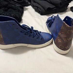 Louis Vuitton Blue Monogram High-Top Sneakers